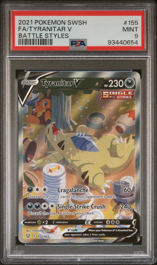 Tyranitar V Pokemon Sword & Shield Battle Styles #155 Battle Styles PSA 9