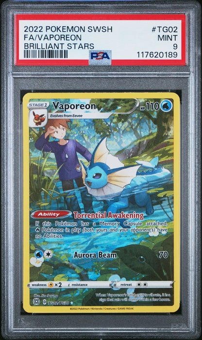 Vaporeon 2022 Pokemon Sword & Shield Brilliant Stars PSA 9