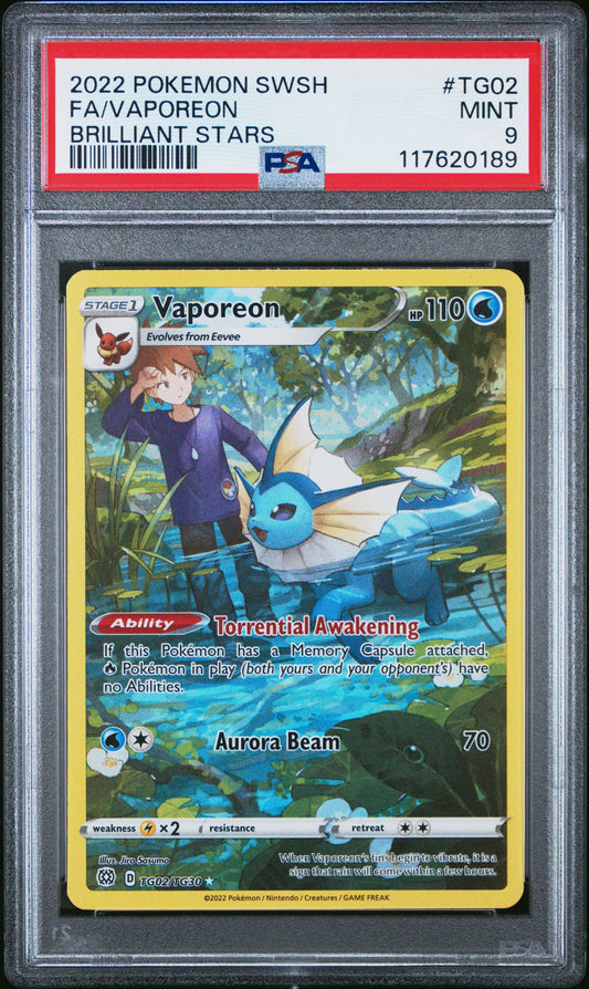 Vaporeon 2022 Pokemon Sword & Shield Brilliant Stars PSA 9