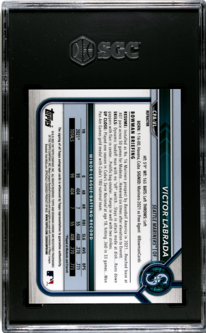 Victor Labrada 2022 Bowman Chrome #CPA-VL Auto. Ref. SGC 10