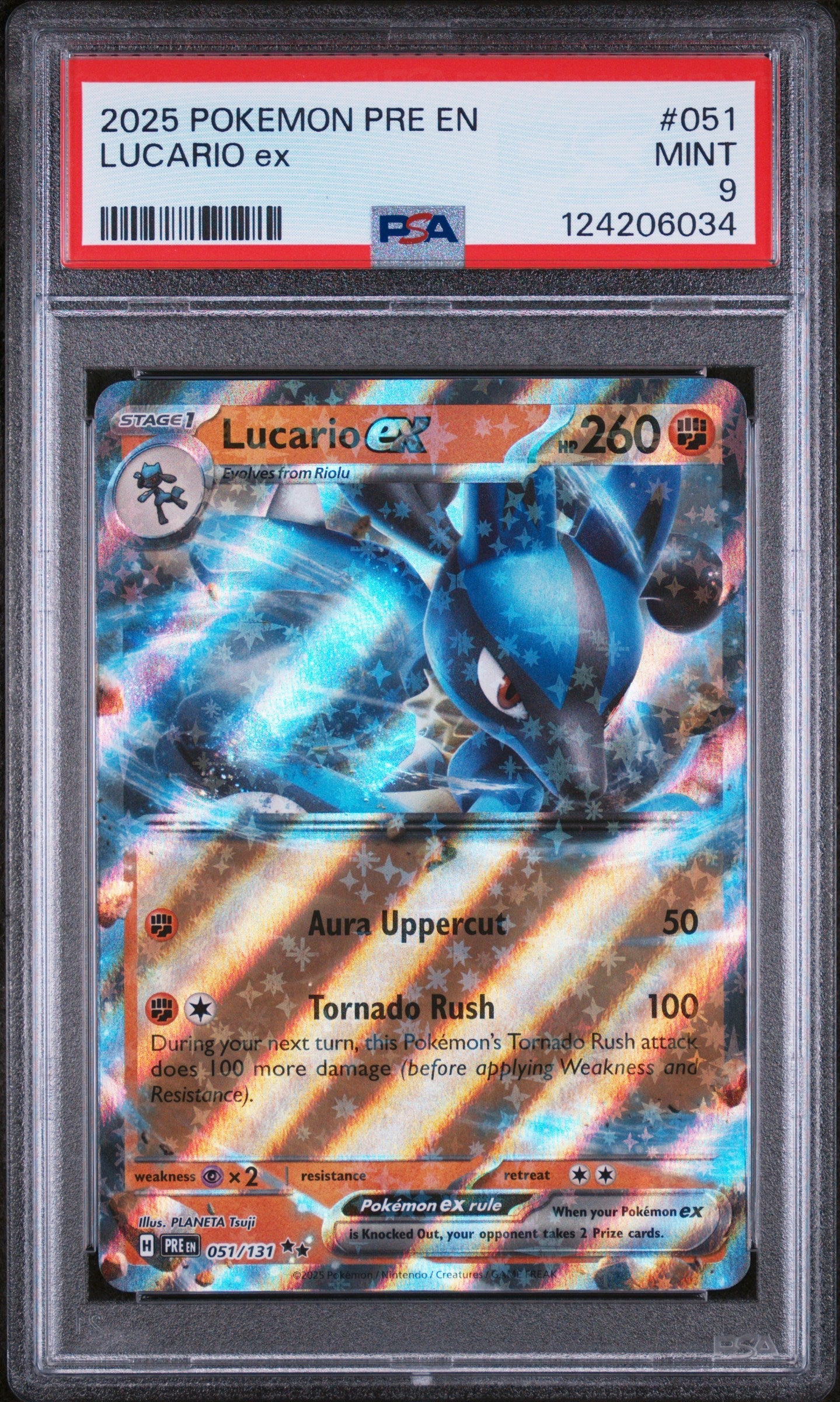 Lucario Ex 2025 Pokemon Pre En-Prismatic Evolutions #051 PSA 9