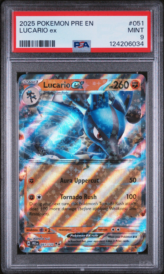 Lucario Ex 2025 Pokemon Pre En-Prismatic Evolutions #051 PSA 9