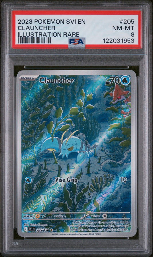 Clauncher 2023 Pokemon Svi En-Scarlet & Violet #205 Illustration Rare PSA 8