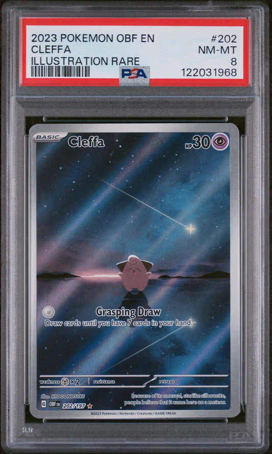 Cleffa 2023 Pokemon Obf En-Obsidian Flames #202 Illustration Rare PSA 8