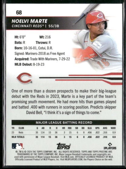 2024 Topps Pristine #68 Noelvi Marte Green Refractors #/150
