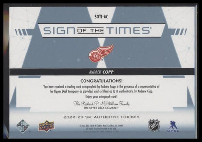 2023-24 SP Authentic Andrew Copp 2022-23 SP Authentic Update: Sign of the Times