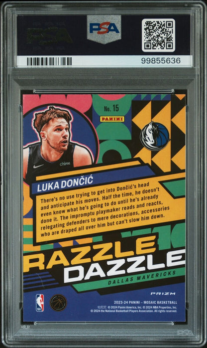 2023 Panini Mosaic Razzle Dazzle #15 Luka Doncic PSA 10
