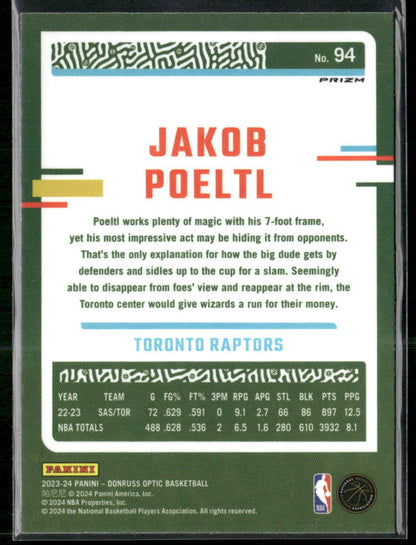 2023-24 Donruss Optic #94 Jakob Poeltl Choice Red and Green