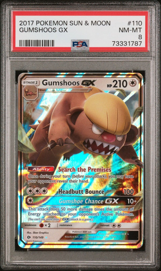 2017 Pokemon Sun & Moon #110 Gumshoos Gx PSA 8