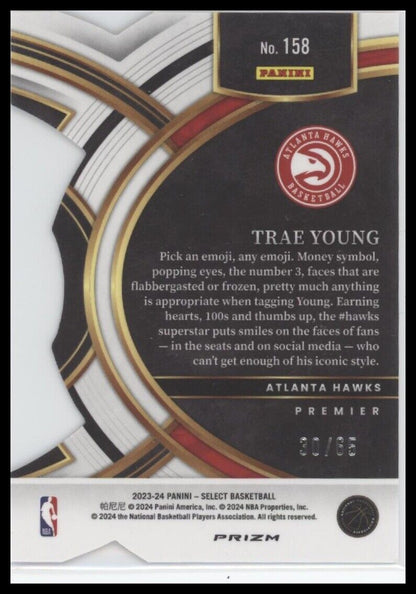 2023-24 Panini Select #158 Trae Young Orange Prizms Die Cut #/65