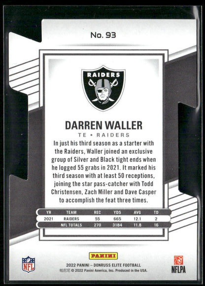 2022 Donruss Elite #93 Darren Waller Aspirations Die Cut #/24