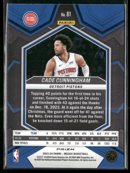 2023-24 Panini Mosaic #81 Cade Cunningham Red