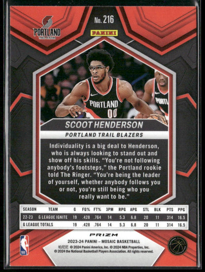 2023-24 Panini Mosaic #216 Scoot Henderson Red
