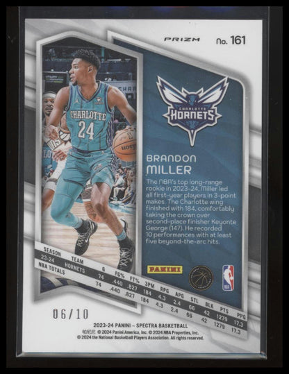 2023-24 Panini Spectra #161 Brandon Miller Gold #/10