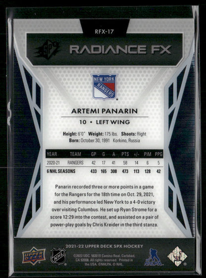 2021-22 SPx #RFX-17 Artemi Panarin Radiance F/X Gold #/50