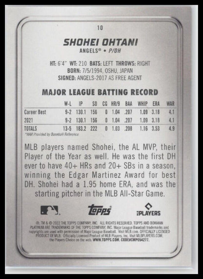 2022 Bowman Platinum #10 Shohei Ohtani