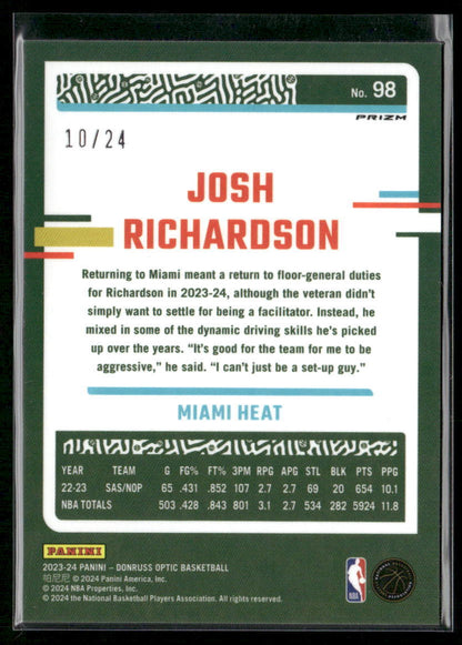 2023-24 Donruss Optic #98 Josh Richardson Choice Blue Mojo #/24