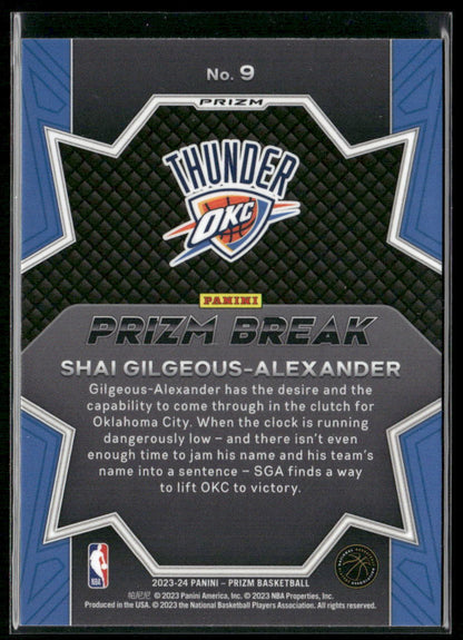 2023-24 Panini Prizm #9 Shai Gilgeous-Alexander Prizm Break Prizms Fast Break