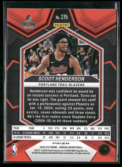 2023-24 Panini Mosaic #275 Scoot Henderson City Edition