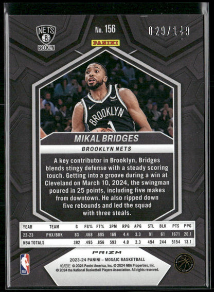 2023-24 Panini Mosaic #156 Mikal Bridges Pink #/149