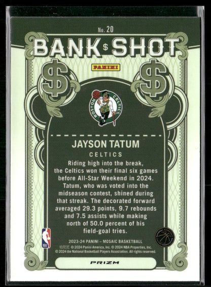2023-24 Panini Mosaic #20 Jayson Tatum Bank Shot Mosaic Prizm