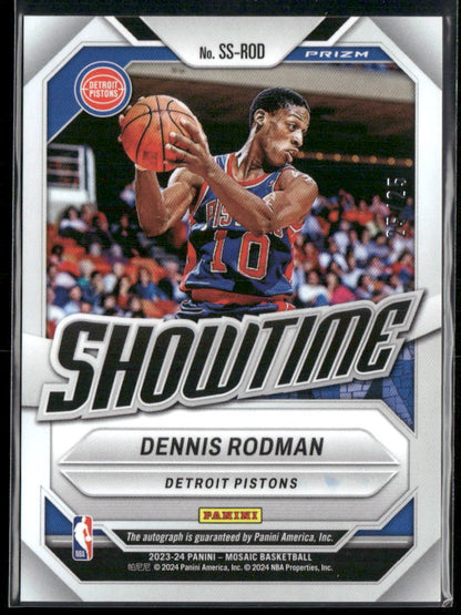 2023-24 Panini Mosaic Dennis Rodman Showtime Signatures Mosaic White #/25