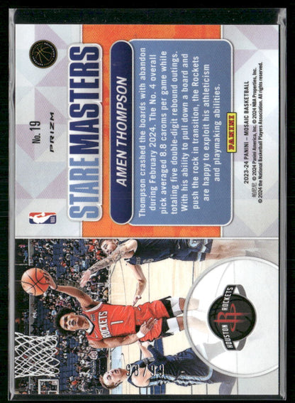 2023-24 Panini Mosaic #19 Amen Thompson Stare Masters Mosaic Purple #/99