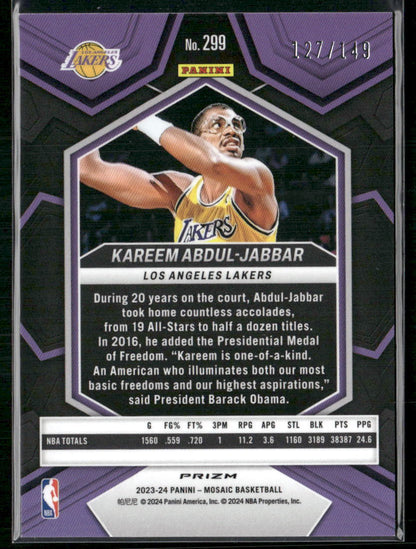 2023-24 Panini Mosaic #299 Kareem Abdul-Jabbar Pink #/149