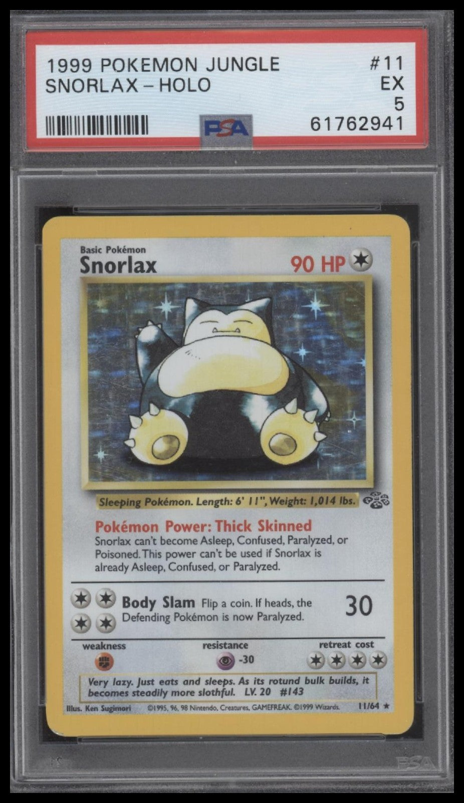 Snorlax-Holo 1999 Pokemon Jungle #11 PSA 5