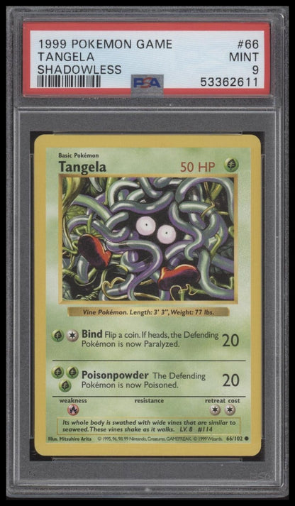 1999 Pokemon Game #66 Tangela Shadowless PSA 9