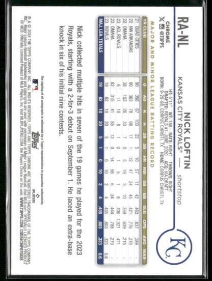 2024 Topps Chrome #RA-NL Nick Loftin Rookie Autographs