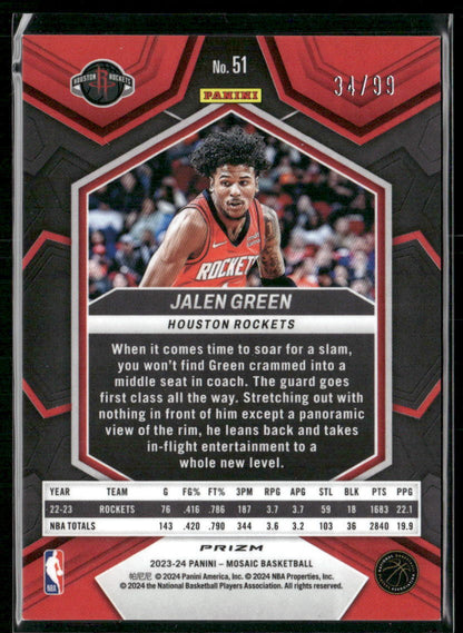2023-24 Panini Mosaic #51 Jalen Green Purple #/99