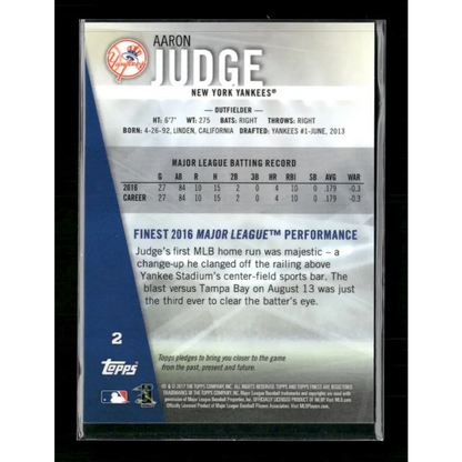 Aaron Judge 2017 Finest #2 Gold Refractor #/50 - Trading Card