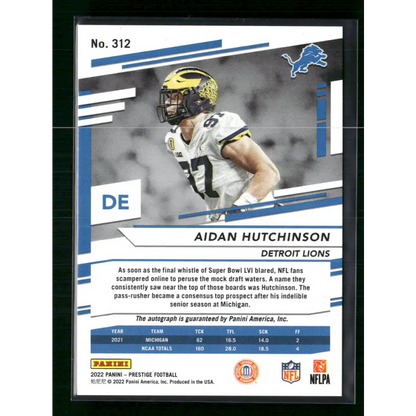 Aidan Hutchinson – 2022 Prestige Xtra Points Auto #158/199 - Trading Card