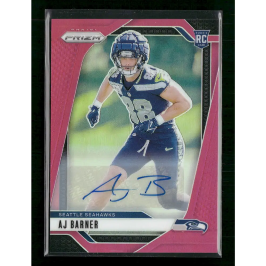 AJ Barner 2024 Panini Prizm #304 Pink Auto - Trading Card