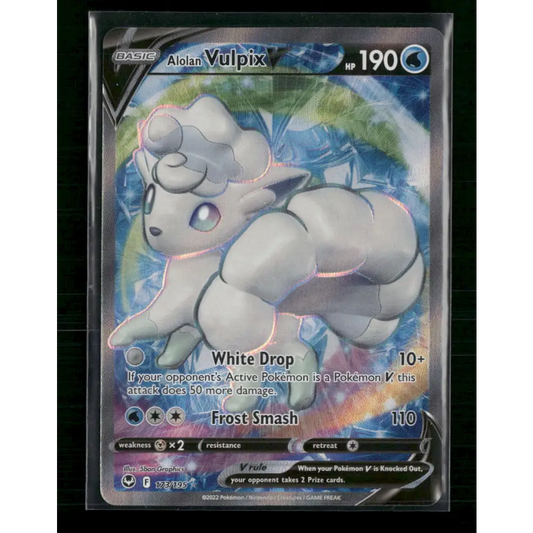 Alolan Vulpix V (Full Art) SWSH12: Silver Tempest #173/195 - Trading Card