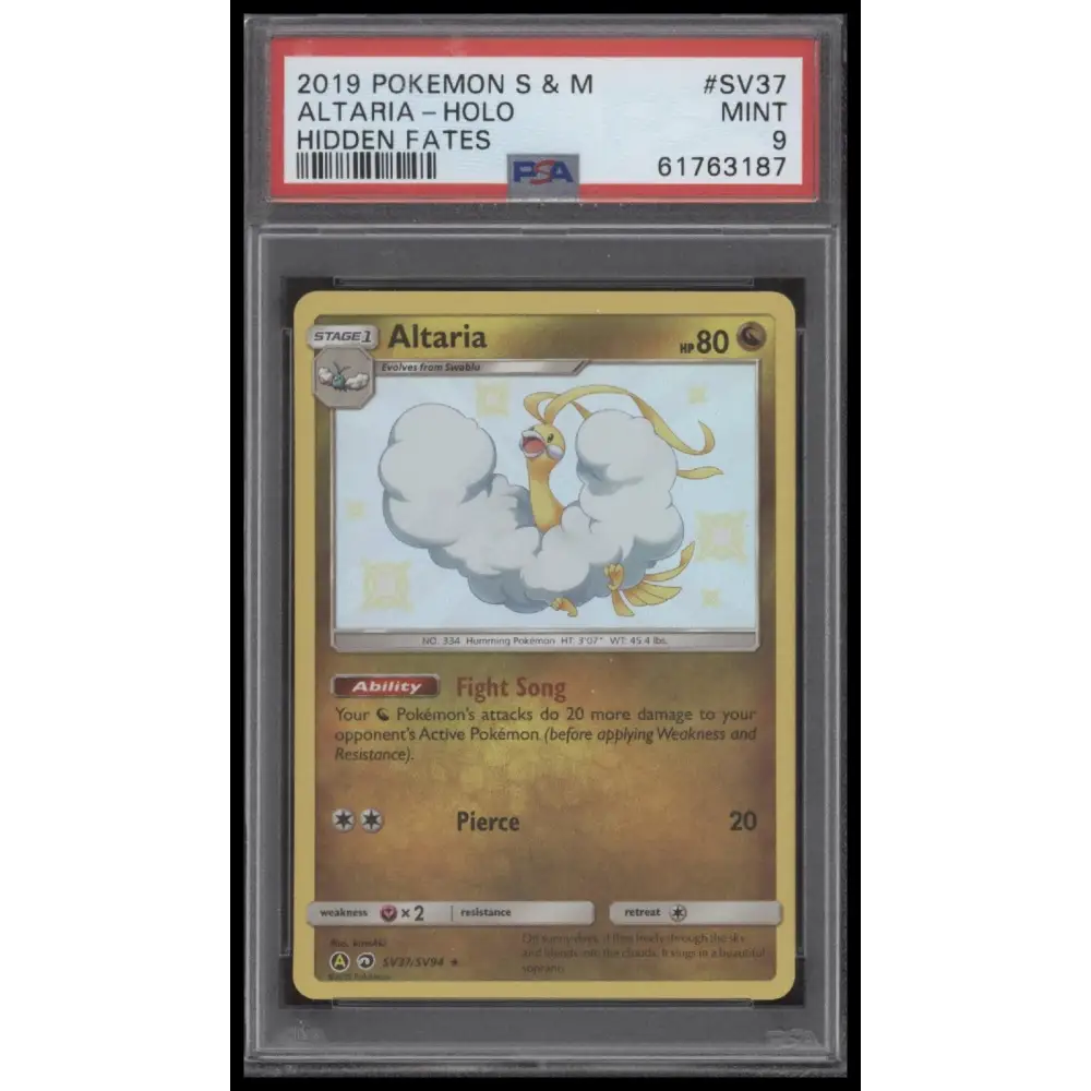Altaria-Holo 2019 Pokemon Sun & Moon Hidden Fates #SV37 Hidden Fates PSA 9
