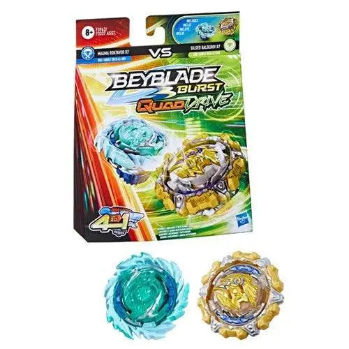 Beyblade Burst Quad Drive Dual Packs - Choose your Beyblade - Magma Roktavor R7 vs. Gilded Balderov B7 - Battle Tops