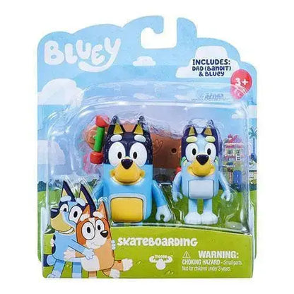 Bluey 2 Pack Figures - Select Figure(s) - Skateboarding (Dad & Bluey) - Action & Toy Figures
