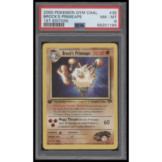 Brock’S Primeape 2000 Pokemon Gym Challenge #35 1st Edition PSA 8 - Graded Trading Card