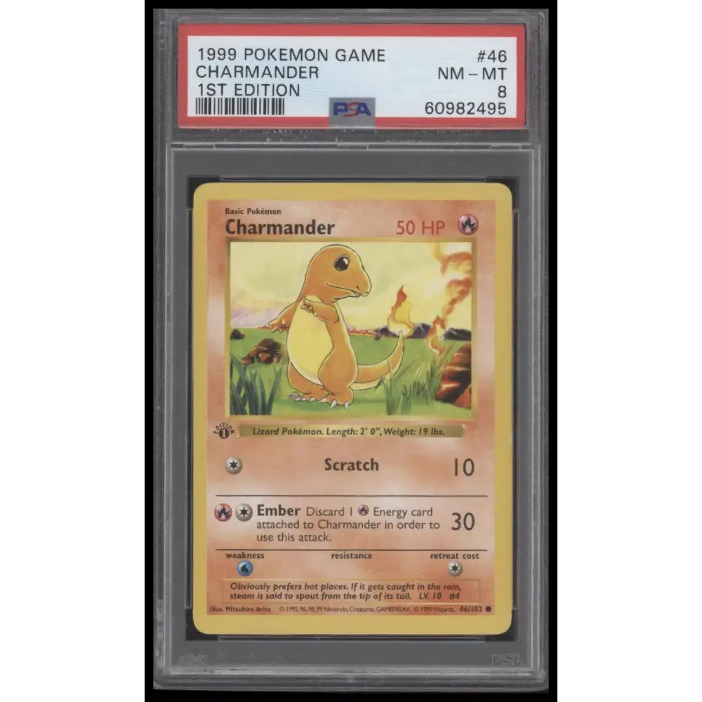 Charmander 1999 Pokemon Game #46 1st Edition PSA 8