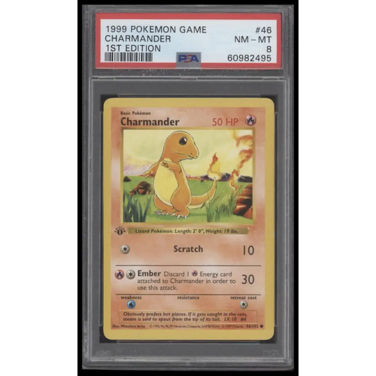 Charmander 1999 Pokemon Game #46 1st Edition PSA 8