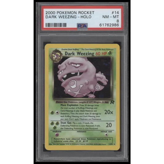 Dark Weezing-Holo 2000 Pokemon Rocket #14 PSA 8