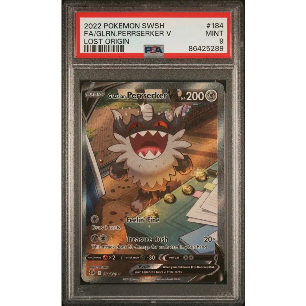 Fa/Glrn.Perrserker V 2022 Pokemon Lost Origin #184 Lost Origin PSA 9 - Graded Trading Card