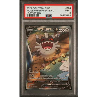 Fa/Glrn.Perrserker V 2022 Pokemon Lost Origin #184 Lost Origin PSA 9 - Graded Trading Card