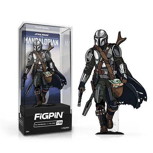 FiGPiN Enamel Pin - Star Wars - The Mandalorian - Select Figure(s) - The Mandalorian w/ The Child (736) - Brooches &