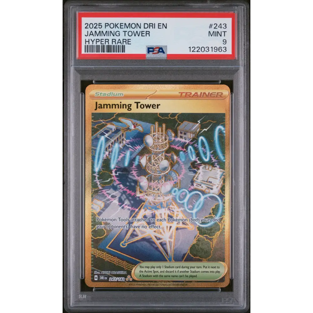 Jamming Tower 2025 Pokemon Dri En-Destined Rivals #243 Hyper Rare PSA 9 - Graded Trading Card