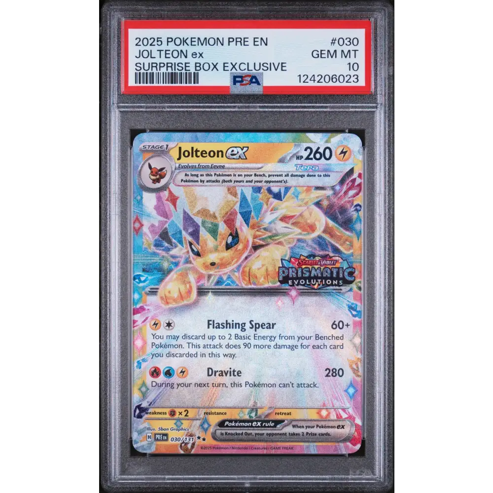 Jolteon Ex 2025 Pokemon Pre En-PE #030 Surprise Box Exclusive PSA 10 - Graded Trading Card