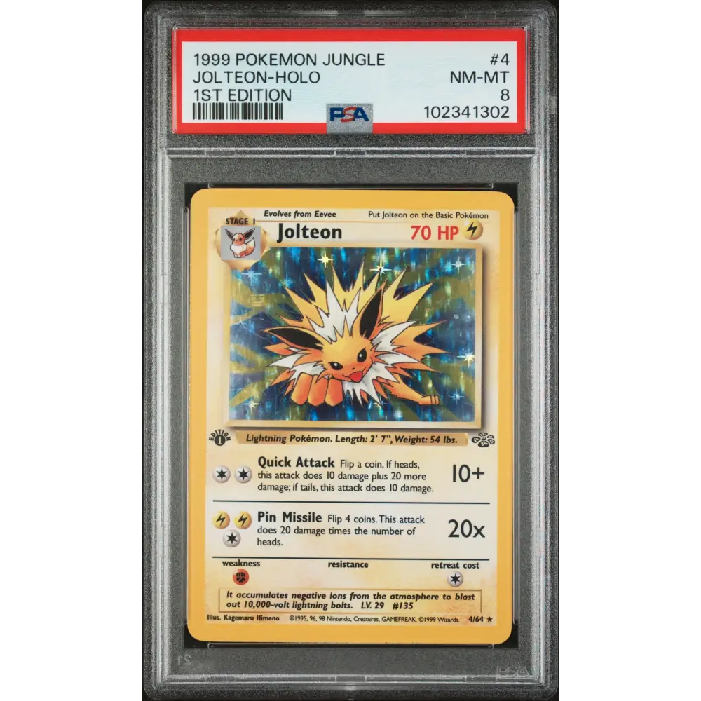 Jolteon-Holo 1999 Pokemon Jungle #4 1st Edition PSA 8 - Graded Trading Card
