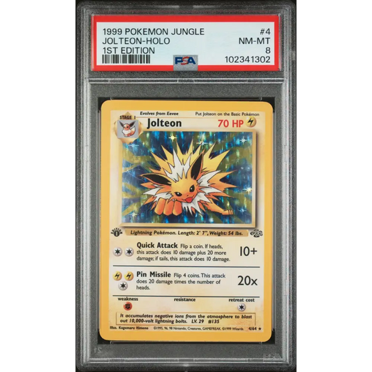 Jolteon-Holo 1999 Pokemon Jungle #4 1st Edition PSA 8 - Graded Trading Card